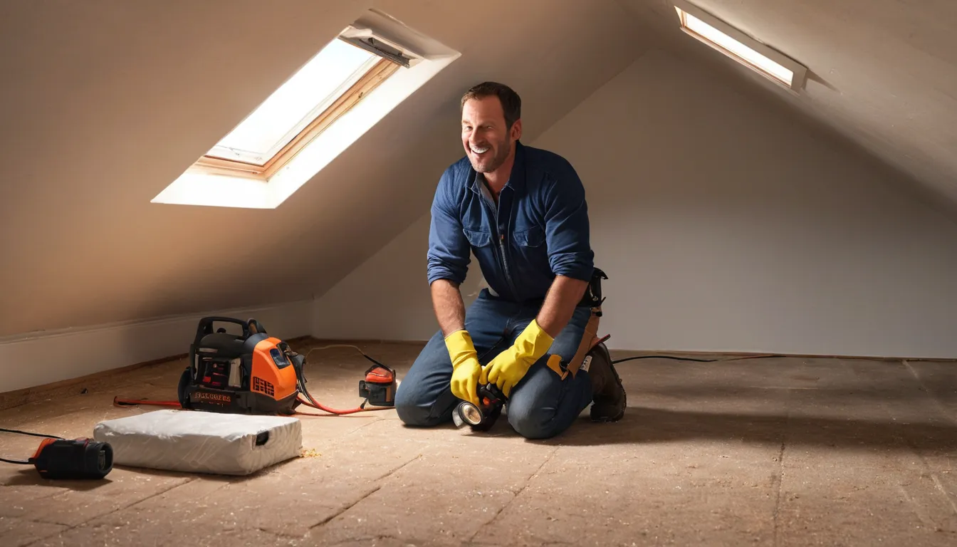A friendly local provider inspecting an attic for rodent and wildlife entry points in a Avon home